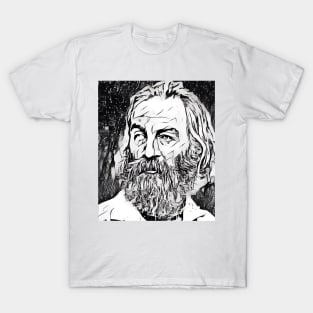 Walt Whitman Portrait | Walt Whitman Artwork Black and White 3 T-Shirt